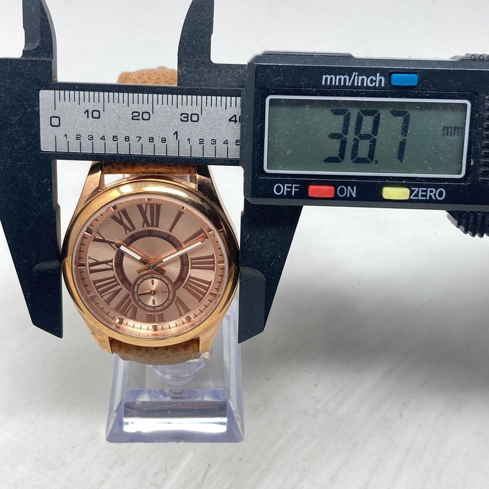 Bronzo Italia QVC Watch Women 39mm Rose Gold Tone Brown Leather Band New Battery - Picture 9 of 15